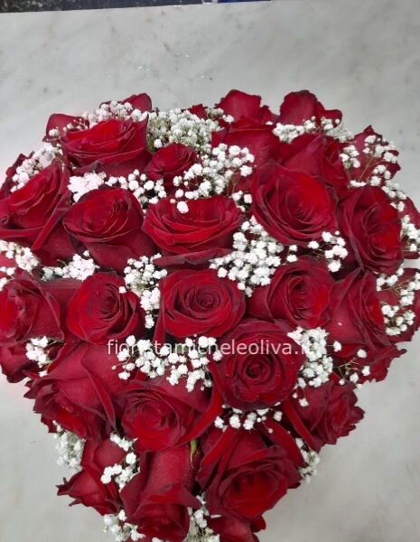 Cuore di rose rosse e nebbiolina